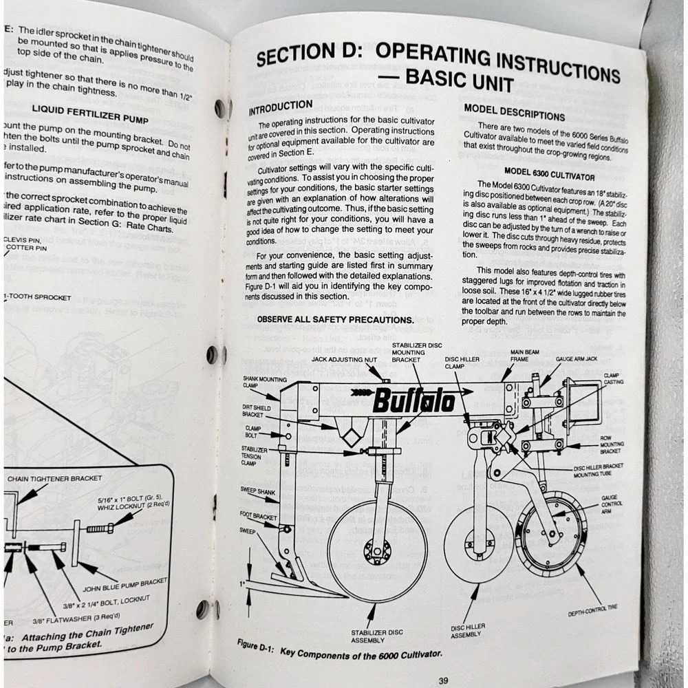 Buffalo, Fleischer Manufacturing 6300, 6400 Cultivator‎ Operators Manual